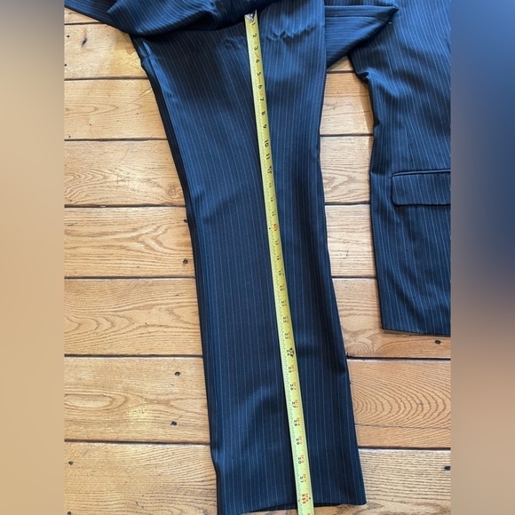 Luca Rossi Mens 3 Button Pin Stripe Wool 36 x 36 Regular Black Grey Pin 2 Slacks - Picture 5 of 8